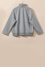 Load image into Gallery viewer, Light Grey Textured Snap Buttons Pullover Plus Size Sweatshirt
