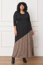 Load image into Gallery viewer, Asymmetrical Leopard Accent Maxi Dress