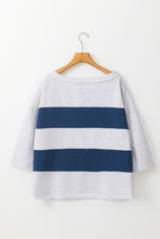 Load image into Gallery viewer, Sail Blue Colorblock Striped Patchwork Raw Seamed Sweatshirt