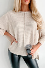 Load image into Gallery viewer, Apricot Waffle Knit Splits Batwing Sleeve Oversized Top