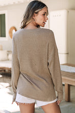 Load image into Gallery viewer, Pale Khaki Rib Textured Henley Knit Top