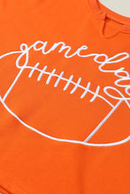 Load image into Gallery viewer, Orange Game Day Lettering Rugby Football Notched Neck Sweatshirt