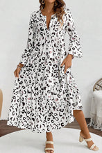 Load image into Gallery viewer, White Leopard Print Notch V Neck Loose Fit Maxi Dress