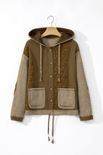 Load image into Gallery viewer, Jungle Green Quilted Textured Patchwork Loose Fit Hooded Jacket
