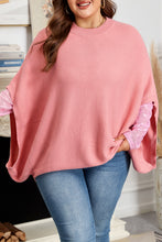Load image into Gallery viewer, Light Pink Ribbed Knit Half Sleeve Plus Size Poncho Style Sweater