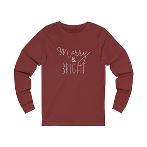 Merry & Bright in White Long Sleeve Top Holiday