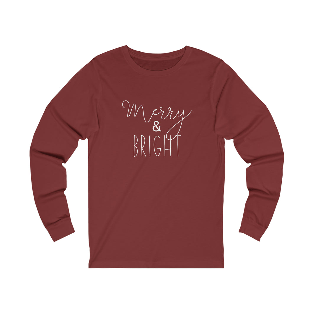 Merry & Bright in White Long Sleeve Top Holiday