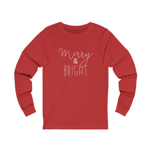 Merry & Bright in White Long Sleeve Top Holiday