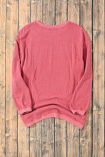 Load image into Gallery viewer, Strawberry Pink Ribbed Corduroy Oversized Sweatshirt