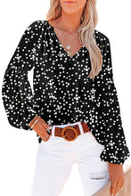 Load image into Gallery viewer, Golden Apricot Floral Print V Neck Long Puff Sleeve Top