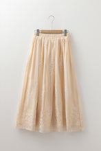Load image into Gallery viewer, Oatmeal Embroidered Mesh Overlay Flowy Long Skirt