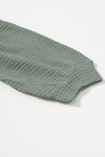 Load image into Gallery viewer, Green Stripe Textured Color Block Bubble Sleeve Baggy Top