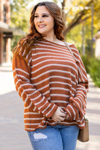 Load image into Gallery viewer, Brown Stripe Drop Shoulder Casual Sweater