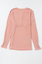 Load image into Gallery viewer, Rose Tan Rib Textured Henley Knit Top