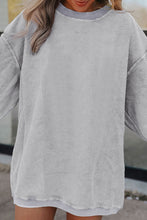 Load image into Gallery viewer, Light Grey Ribbed Corduroy Oversized Sweatshirt