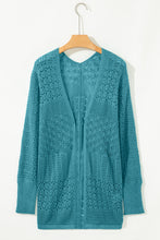 Load image into Gallery viewer, Lapis Mix Pattern Hollowed Knit Open Front Cardigan