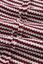 Load image into Gallery viewer, Red Stripe Ribbed Trim Drop Shoulder Long Sleeve Oversize Top