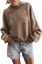 Load image into Gallery viewer, Brown Drop Shoulder Crew Neck Pullover Sweatshirt