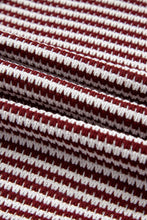 Load image into Gallery viewer, Red Stripe Ribbed Trim Drop Shoulder Long Sleeve Oversize Top