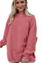 Load image into Gallery viewer, Strawberry Pink Ribbed Corduroy Oversized Sweatshirt