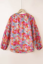Load image into Gallery viewer, Golden Apricot Floral Print V Neck Long Puff Sleeve Top