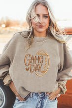 Load image into Gallery viewer, Smoke Gray Twisted Rib Texture game day Rugby Embroidered Baggy Sweatshirt