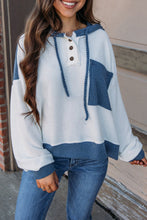 Load image into Gallery viewer, Light Pink Corded Colorblock Patch Pocket Drawstring Hooded Top
