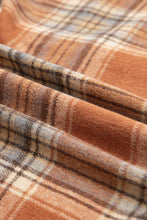 Load image into Gallery viewer, Brown Plaid Print Flap Pocket Buttoned Plus Size Shacket