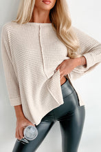 Load image into Gallery viewer, Apricot Waffle Knit Splits Batwing Sleeve Oversized Top