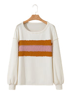 Load image into Gallery viewer, White Corded Exposed Seam Knit Patchwork Drop Sleeve Top