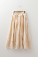 Load image into Gallery viewer, Oatmeal Embroidered Mesh Overlay Flowy Long Skirt