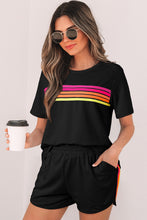 Load image into Gallery viewer, Beau Blue Striped Patch Front Casual Tee
