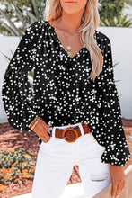 Load image into Gallery viewer, Golden Apricot Floral Print V Neck Long Puff Sleeve Top