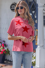 Load image into Gallery viewer, Red Independence Day Star Printed Mineral Wash T Shirt