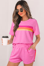 Load image into Gallery viewer, Beau Blue Striped Patch Front Casual Tee