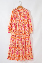 Load image into Gallery viewer, Orange Western Abstract Geometric Printed Maxi Dress