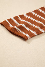 Load image into Gallery viewer, Brown Stripe Drop Shoulder Casual Sweater