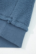 Load image into Gallery viewer, Sail Blue Fleece Drop Shoulder Exposed Seam Patchwork Casual Sweatshirt