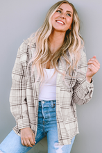 Load image into Gallery viewer, Khaki Plaid Removable Hood Buttoned Shacket