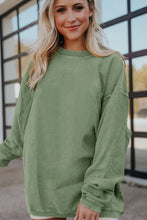 Load image into Gallery viewer, Grass Green Ribbed Corduroy Oversized Sweatshirt