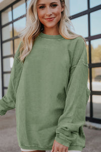 Grass Green Ribbed Corduroy Oversized Sweatshirt