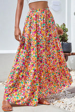 Load image into Gallery viewer, Yellow Boho Floral Print Tiered Long Skirt