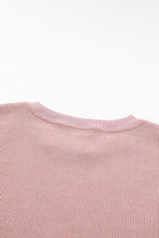 Load image into Gallery viewer, Pink Solid Ribbed Knit Round Neck Pullover Sweatshirt