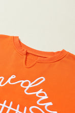 Load image into Gallery viewer, Orange Game Day Lettering Rugby Football Notched Neck Sweatshirt