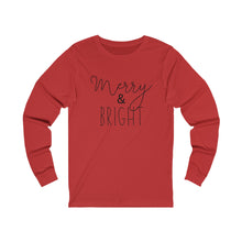 Load image into Gallery viewer, Merry &amp; Bright in black Long Sleeve Top Holiday