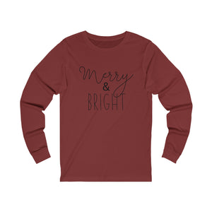 Merry & Bright in black Long Sleeve Top Holiday