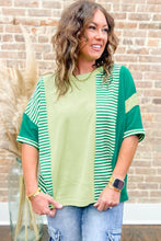 Load image into Gallery viewer, Pink Stripe Patchwork Colorblock Plus Size T Shirt