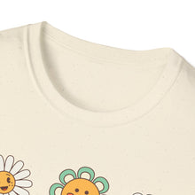 Load image into Gallery viewer, Hello Happiness Floral T-Shirt, Cute Graphic Tee, Unisex Softstyle Shirt, Summer Vibes Apparel, Gift for Friends, Positive Energy Wear