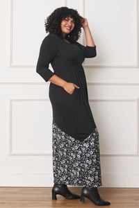 Asymmetrical Leopard Accent Maxi Dress