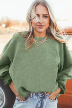 Load image into Gallery viewer, Grass Green Ribbed Corduroy Oversized Sweatshirt